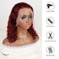 DORIMY 99J Burgundy Short Human Hair Wigs 10-14Inch 180%Density short hair Lace Front 100% Human Hair Wigs 13×4 Curly Lace Frontal Wig For Woman