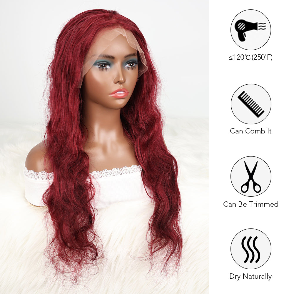 DORIMY 99j 13x6 Transparent Lace Front Wigs Human Hair Pre Plucked with Baby Hair 180 Density 16-34Inch Wavy Lace Frontal Wig For Woman