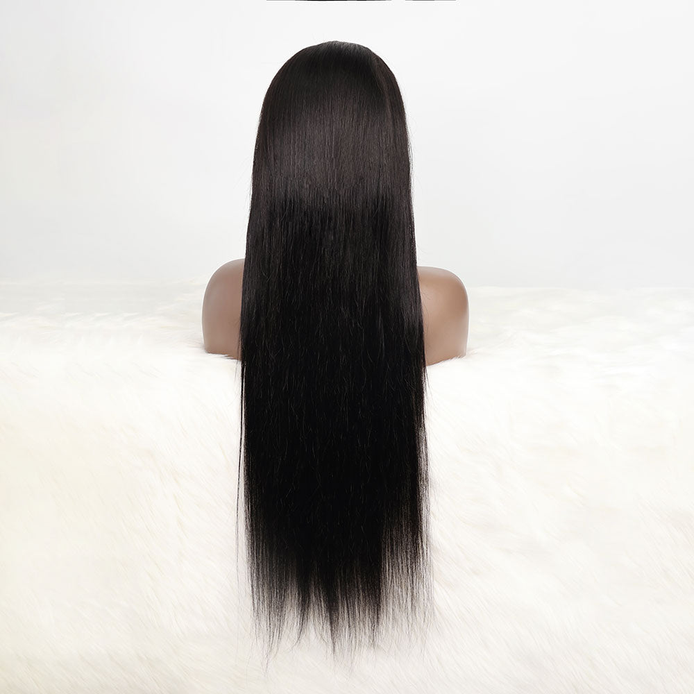 DORIMY 180% Density Natural Black Hair Color 16-40Inch 13x6 Smooth Straight Lace Frontal Wig For Woman