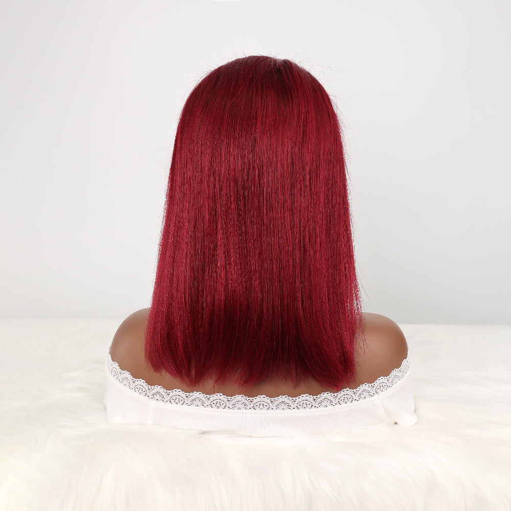 DORIMY 99J Burgundy Short Human Hair Wigs 10-14Inch 180%Density short hair Lace Front 100% Human Hair Wigs 13×4 Smooth Straight Lace Frontal Wig For Woman