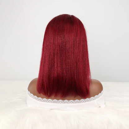DORIMY 99J Burgundy Short Human Hair Wigs 10-14Inch 180%Density short hair Lace Front 100% Human Hair Wigs 13×4 Smooth Straight Lace Frontal Wig For Woman