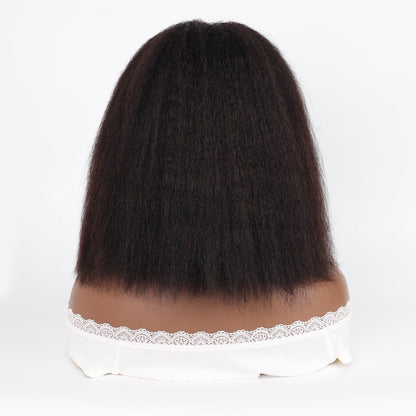DORIMY 1B Black 13x4 Bob Straight Hair 10-14Inch 180 Density 100% Human Hair Wigs Small Curly hair Lace Frontal Wig For Woman