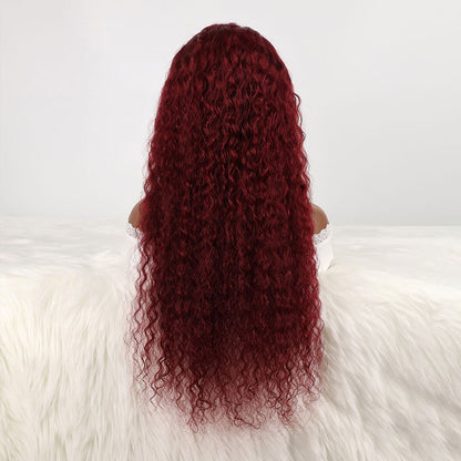 DORIMY Red Wig 99J Lace Front Wig 13X6 Curly Human Hair Wigs Colored Deep Wave 100% Human Hair Wig For Women